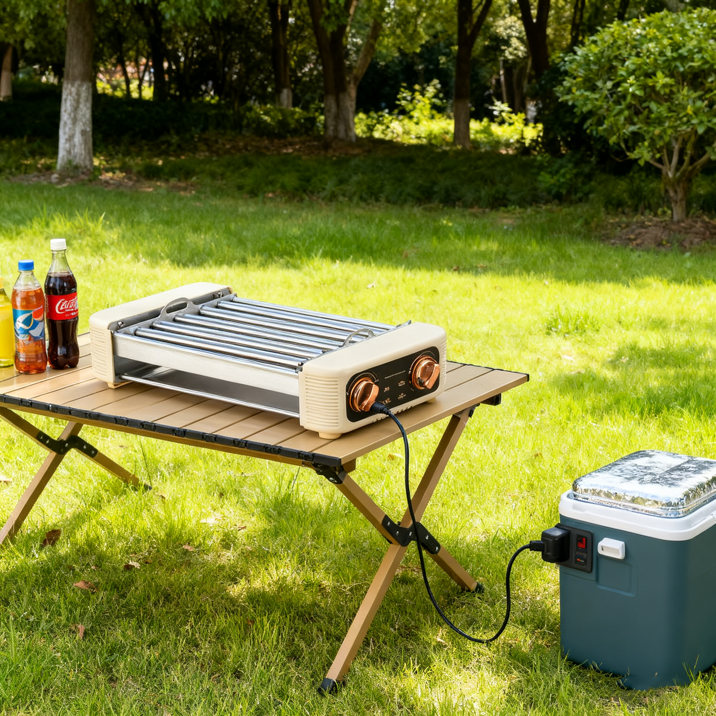 Smokeless Electric Grill with Flat Plate and Temperature Control, 800–1200W, 6+ People, Black / White