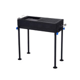 Multi-Functional Portable Outdoor Charcoal BBQ Grill with Adjustable Height and Non-Stick Grilling Rack, 5+ People, Black / Silver