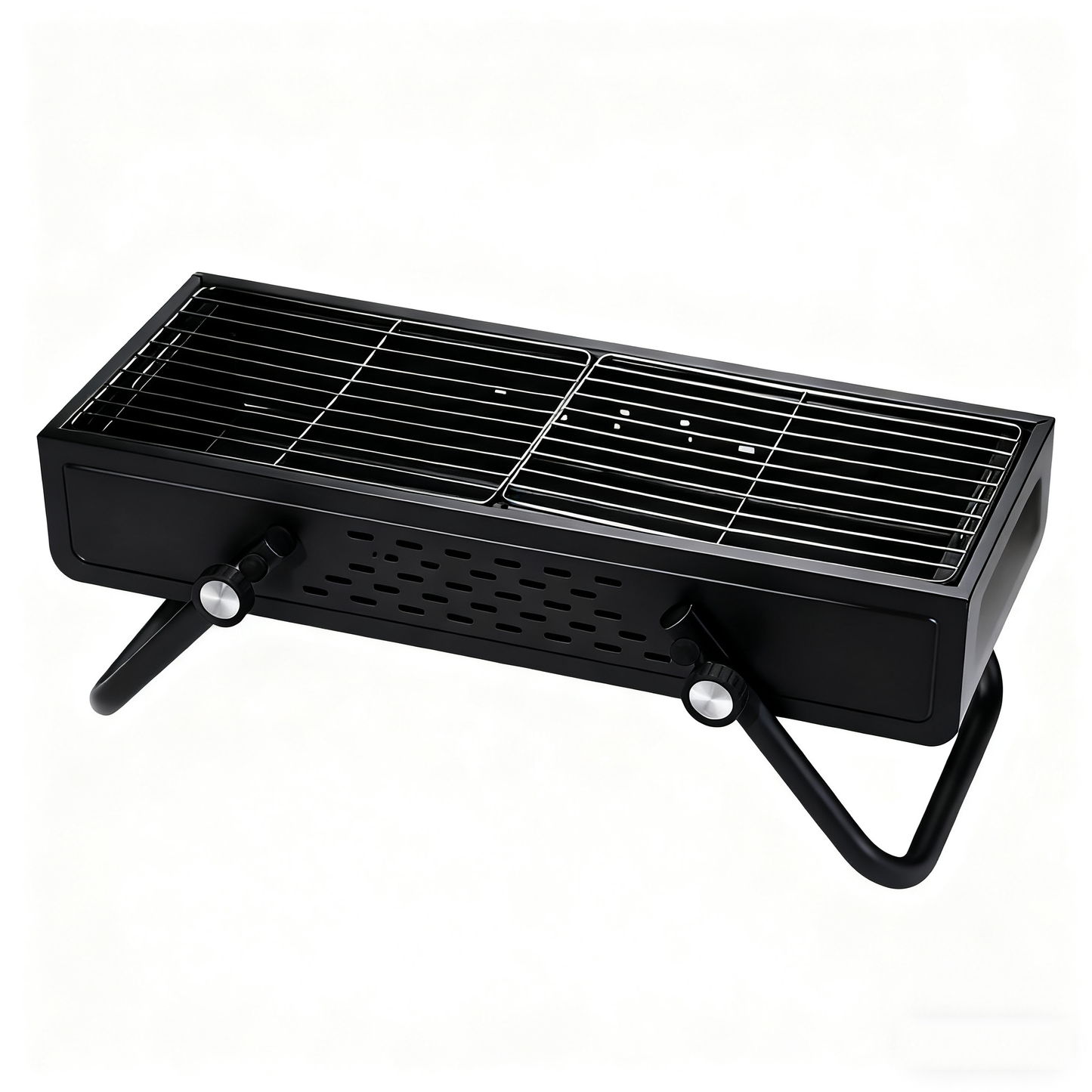 Portable Foldable Outdoor Charcoal BBQ Grill with Grilling Rack, 3–5 People, Black / White