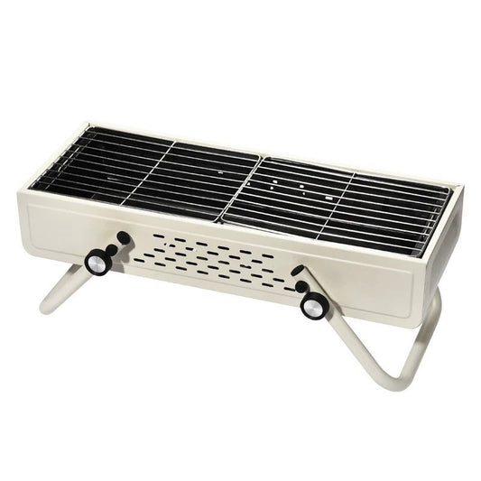 Portable Foldable Outdoor Charcoal BBQ Grill with Grilling Rack, 3–5 People, Black / White
