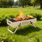 Portable Foldable Outdoor Charcoal BBQ Grill with Grilling Rack, 3–5 People, Black / White