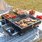 Multi-Functional Portable Outdoor Charcoal BBQ Grill with Grilling Rack, Foldable Design, Black / White