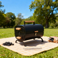 Multi-Functional Portable Outdoor Charcoal BBQ Grill with Grilling Rack, Foldable Design, Black / White