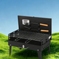 Portable Foldable Outdoor Charcoal BBQ Grill with Built-in Toolbox and Grilling Rack, Black / Red
