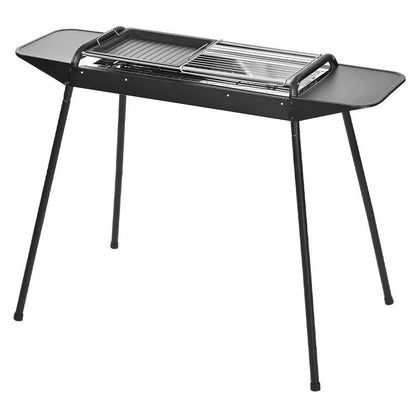 Multi-Functional Portable Outdoor Charcoal BBQ Grill with Grilling Rack, Foldable Fire Pit, Black / White