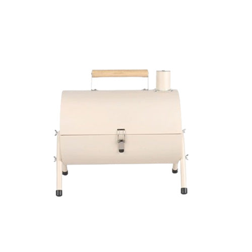 Multi-Functional Portable Outdoor Charcoal BBQ Grill with Double-Sided Grilling Rack, Foldable Design, 5+ People, Black / White