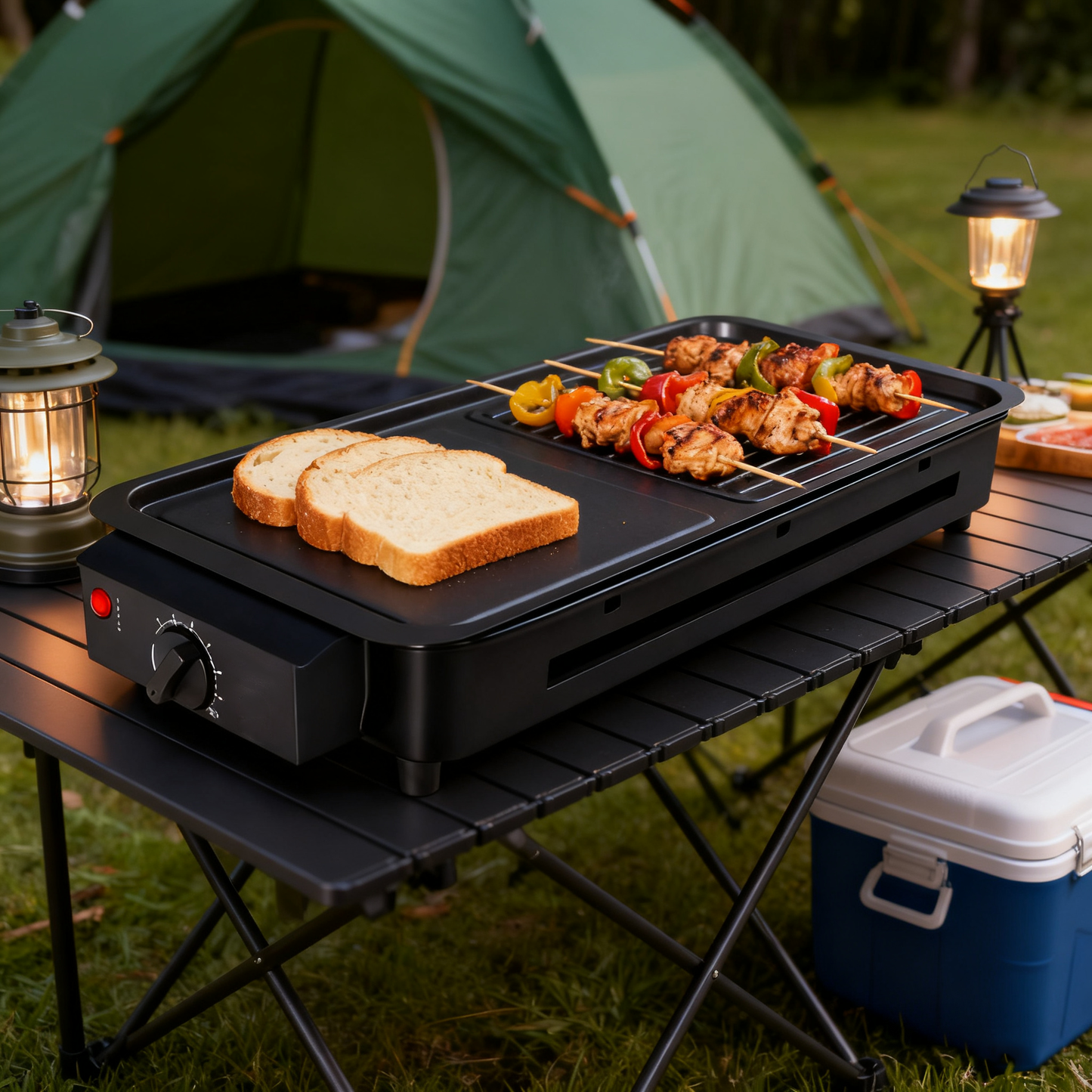 Smokeless Electric Grill with Wavy Plate, 1500W, 7L Capacity, Black / Green