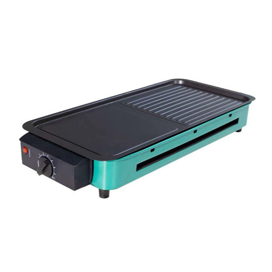 Smokeless Electric Grill with Wavy Plate, 1500W, 7L Capacity, Black / Green