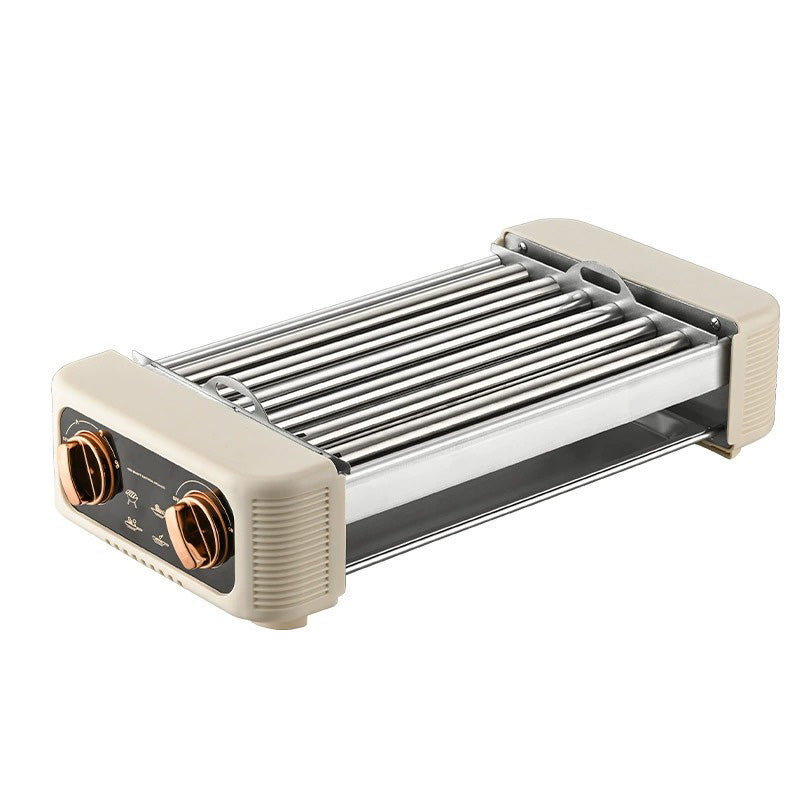 Smokeless Electric Grill with Flat Plate and Temperature Control, 800–1200W, 6+ People, Black / White