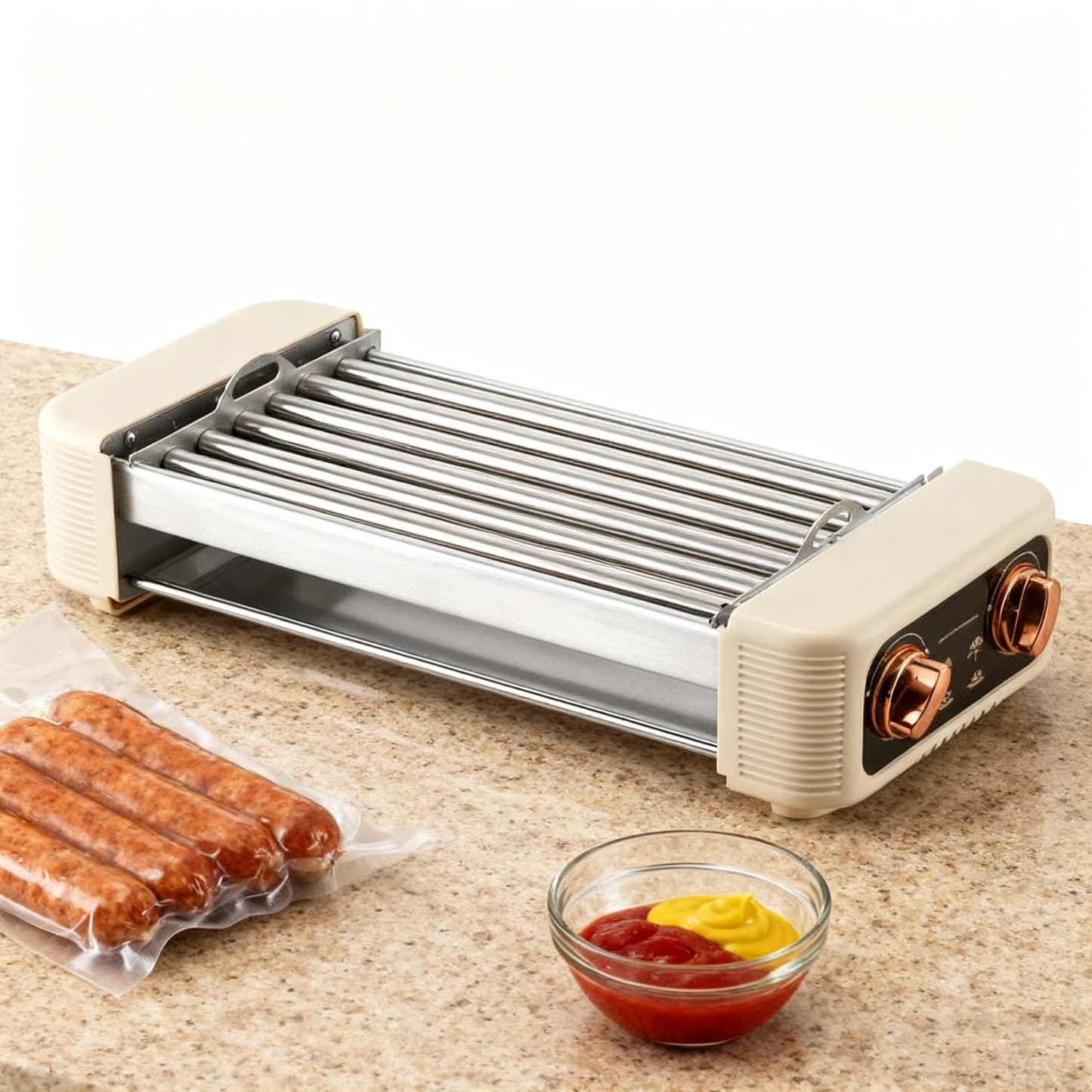 Smokeless Electric Grill with Flat Plate and Temperature Control, 800–1200W, 6+ People, Black / White