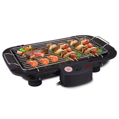 Electric Grill with Flat Plate and Roasting Rack, 2000W, 4–5 People, Black / White