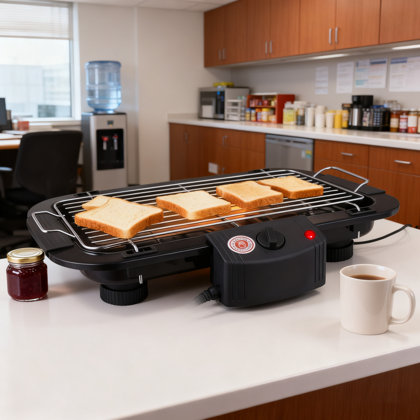 Electric Grill with Flat Plate and Roasting Rack, 2000W, 4–5 People, Black / White