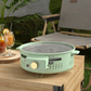 Multi-Functional Portable Round Electric Grill with Grilling Rack, 1300W, 3–5 People, Green / Orange