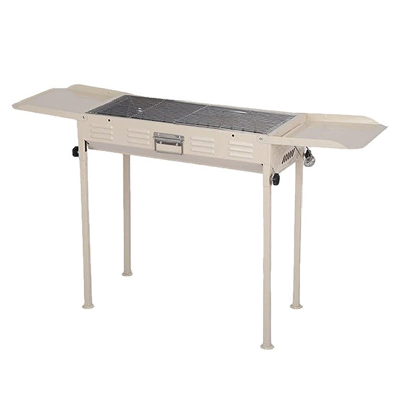 Large Portable Foldable Outdoor Charcoal BBQ Grill, Multi-Functional, Removable Design, 5+ People, Black / White