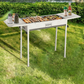 Large Portable Foldable Outdoor Charcoal BBQ Grill, Multi-Functional, Removable Design, 5+ People, Black / White